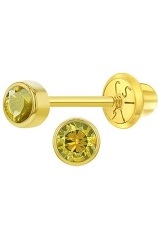 beautiful teeny-tiny yellow birthstone earrings for babies and children